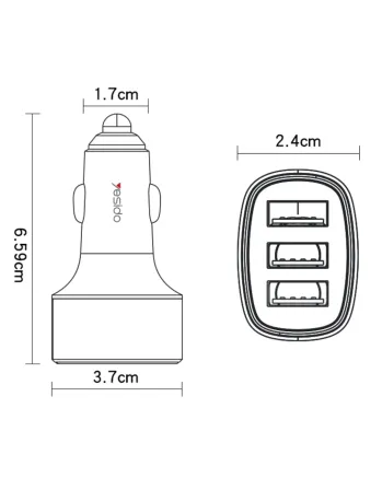 Зарядно за кола Yesido Y46 18W (3x USB-A, 12V-24V)