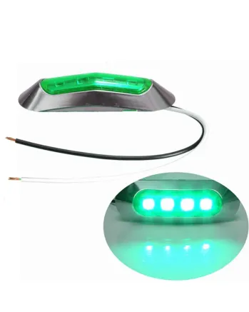 Зелен LED Габарит, Маркер, 4 диода, Хромирана рамка - 24V