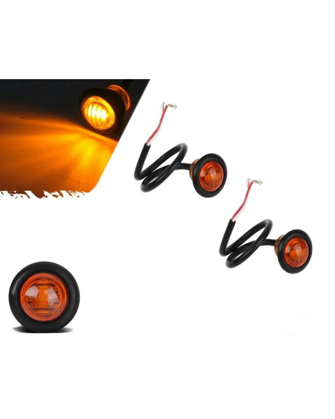 Жълт/Оранжев LED Габарит, Тип Копче, Маркер, Токос - 24V